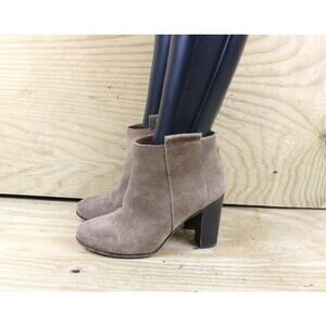 Lemare Boots 7.5 Suede Taupe Brown Ankle Pull On 38 Bootie Shoes Italy